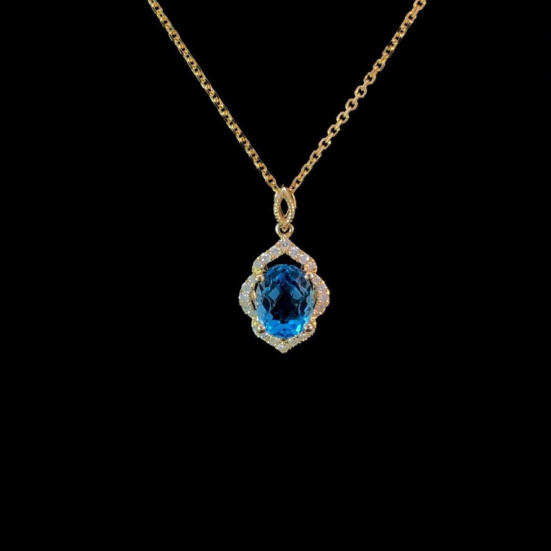 163375 - 1.44 ctw diamond and blue topaz pendant