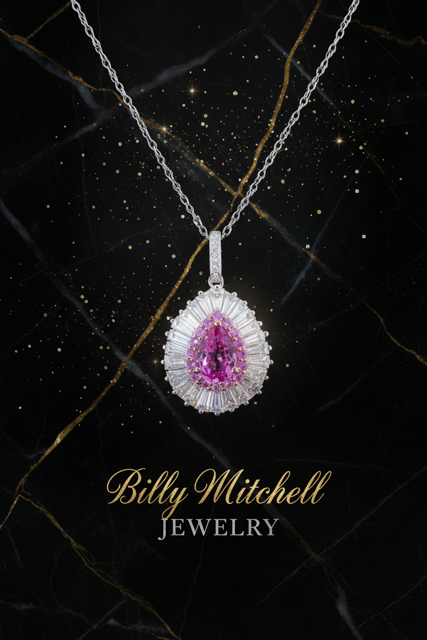 166983 - 1.67 ctw pink sapphire and diamond pendant