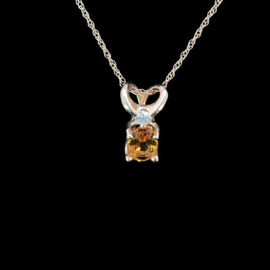 .04 ctw diamond and citrine pendant