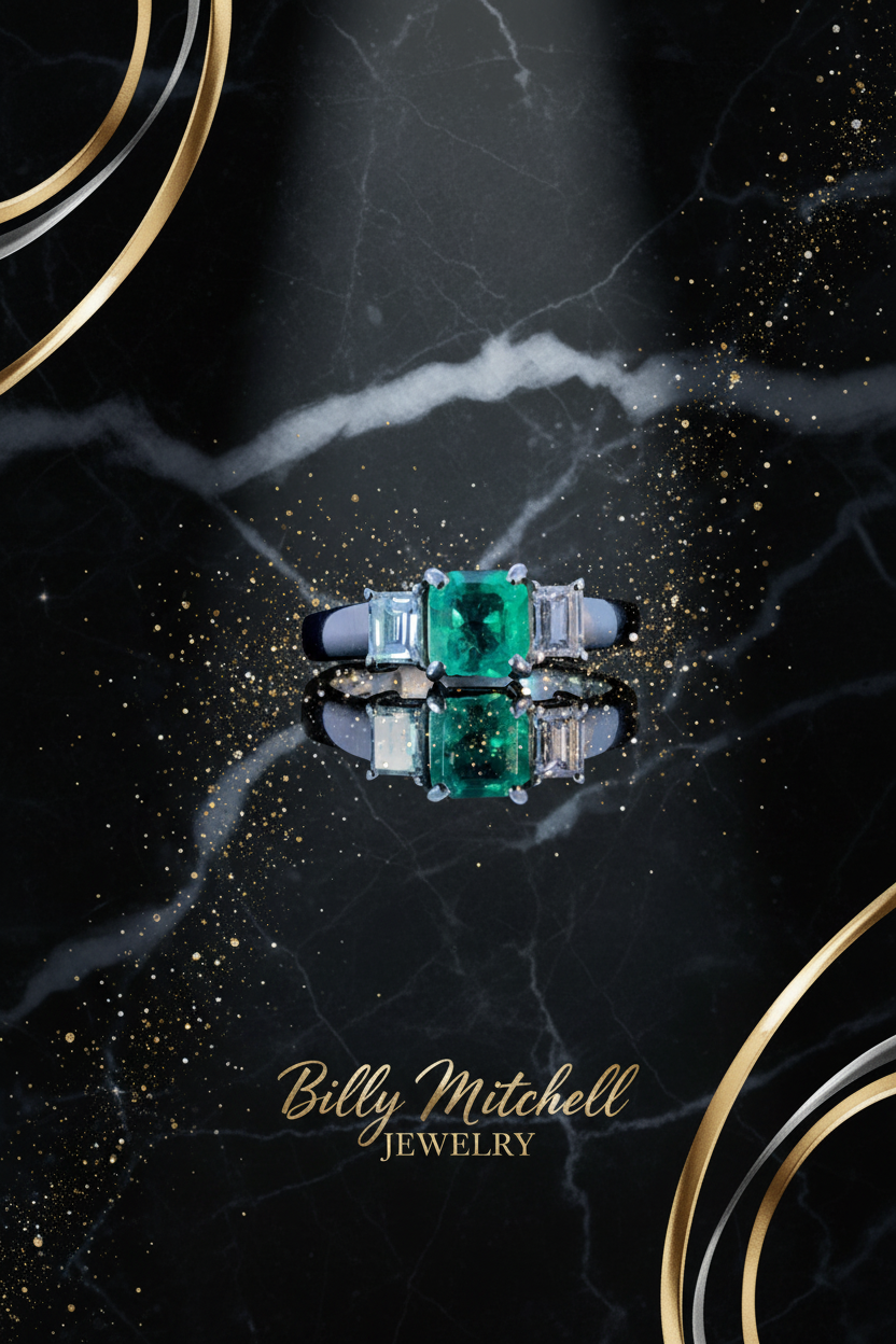 158923 - .99 ctw emerald and diamond ring