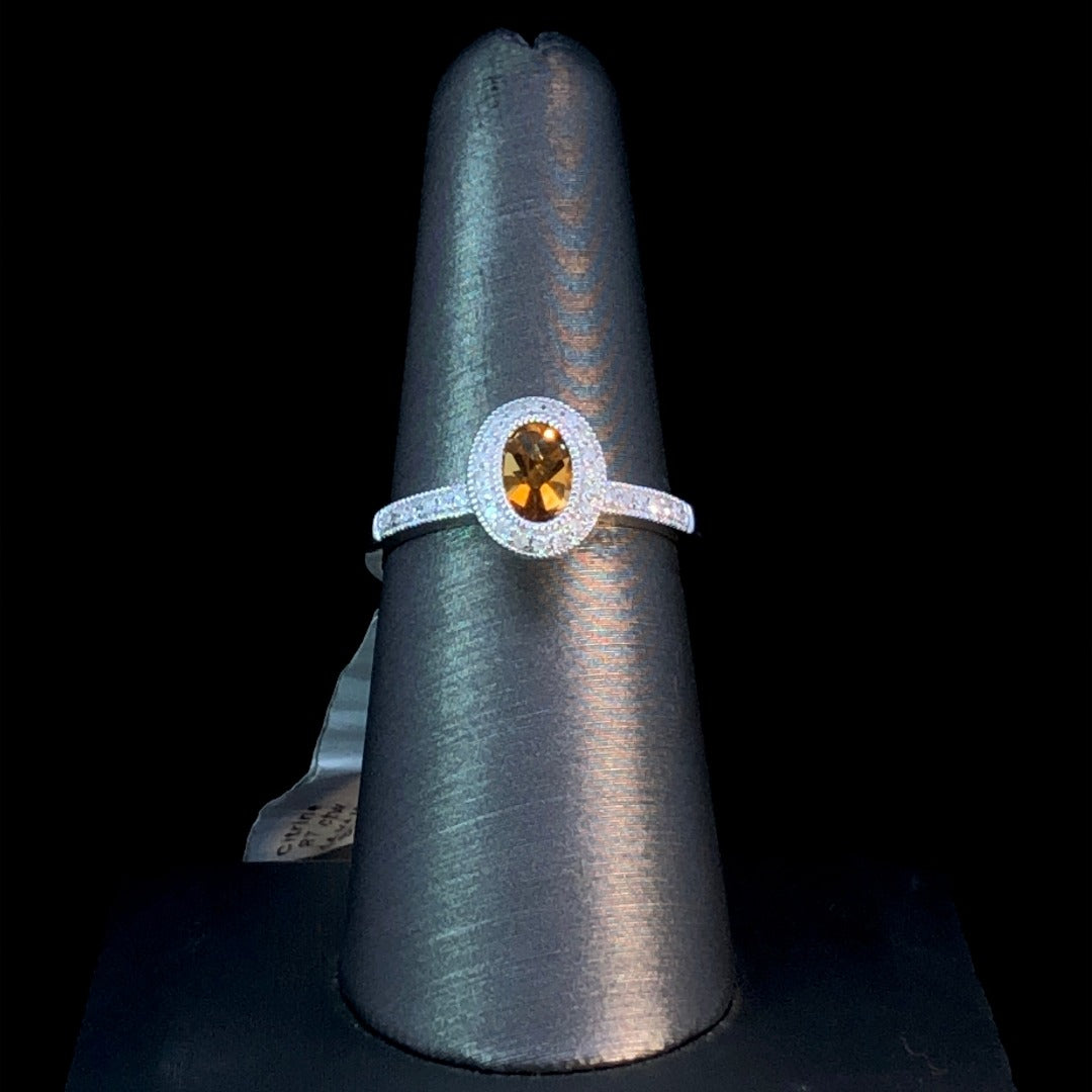 150870 - .87 ctw diamond and citrine ring