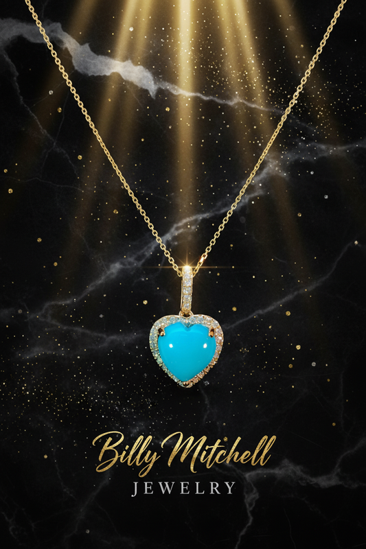 167118 - 1.23 ctw turquoise and diamond pendant