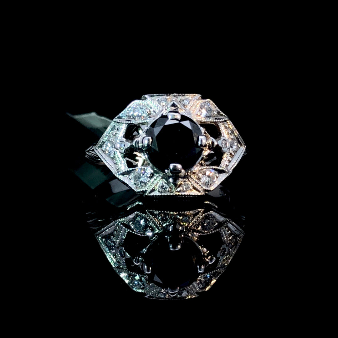 143382 - 1.21 ctw black and white diamond ring