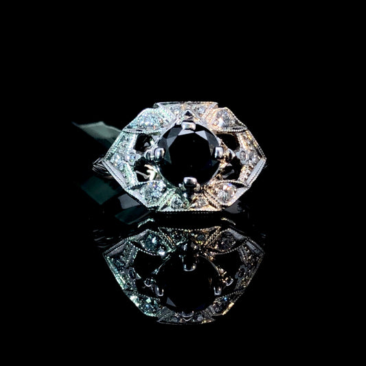 143382 - 1.21 ctw black and white diamond ring
