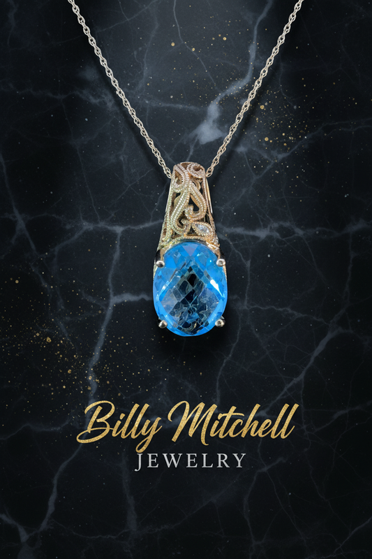 Blue topaz and diamond pendant