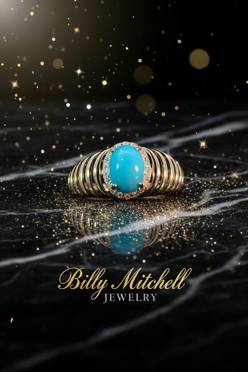 167143 - 1.48 ctw turquoise and diamond ring