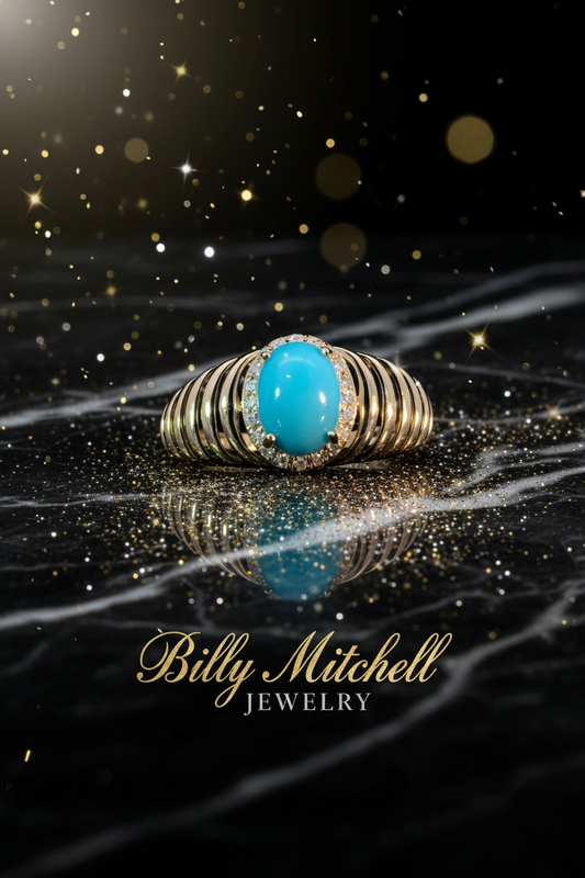 167143 - 1.48 ctw turquoise and diamond ring