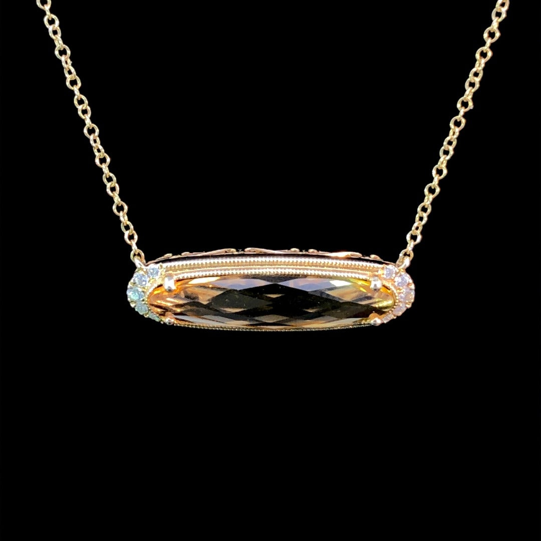 2.50 ctw citrine and diamond necklace