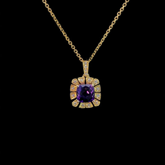 163367 - 87 ctw amethyst and diamond pendant