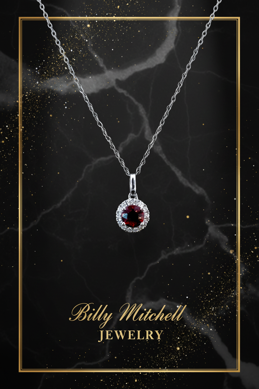 167233 - .74 ctw garnet and diamond pendant