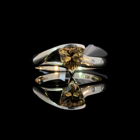 Citrine and diamond ring