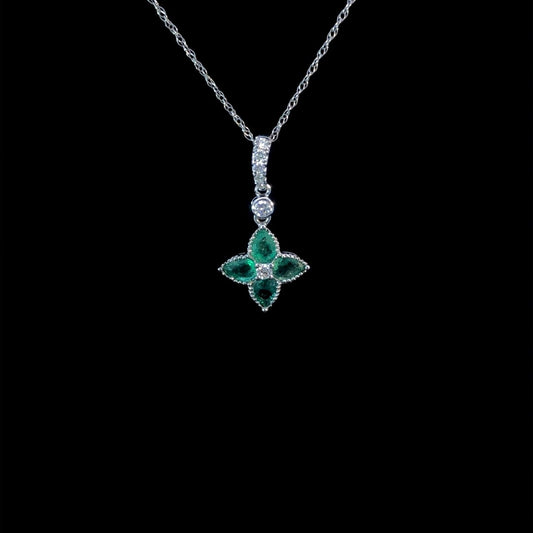 163847 - .68 ctw emerald and diamond pendant