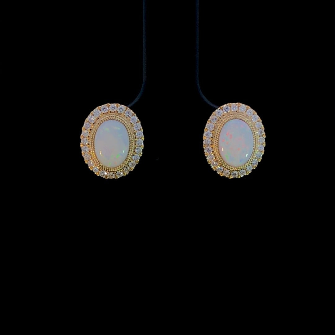 163357 - 1.22 ctw opal and diamond earrings