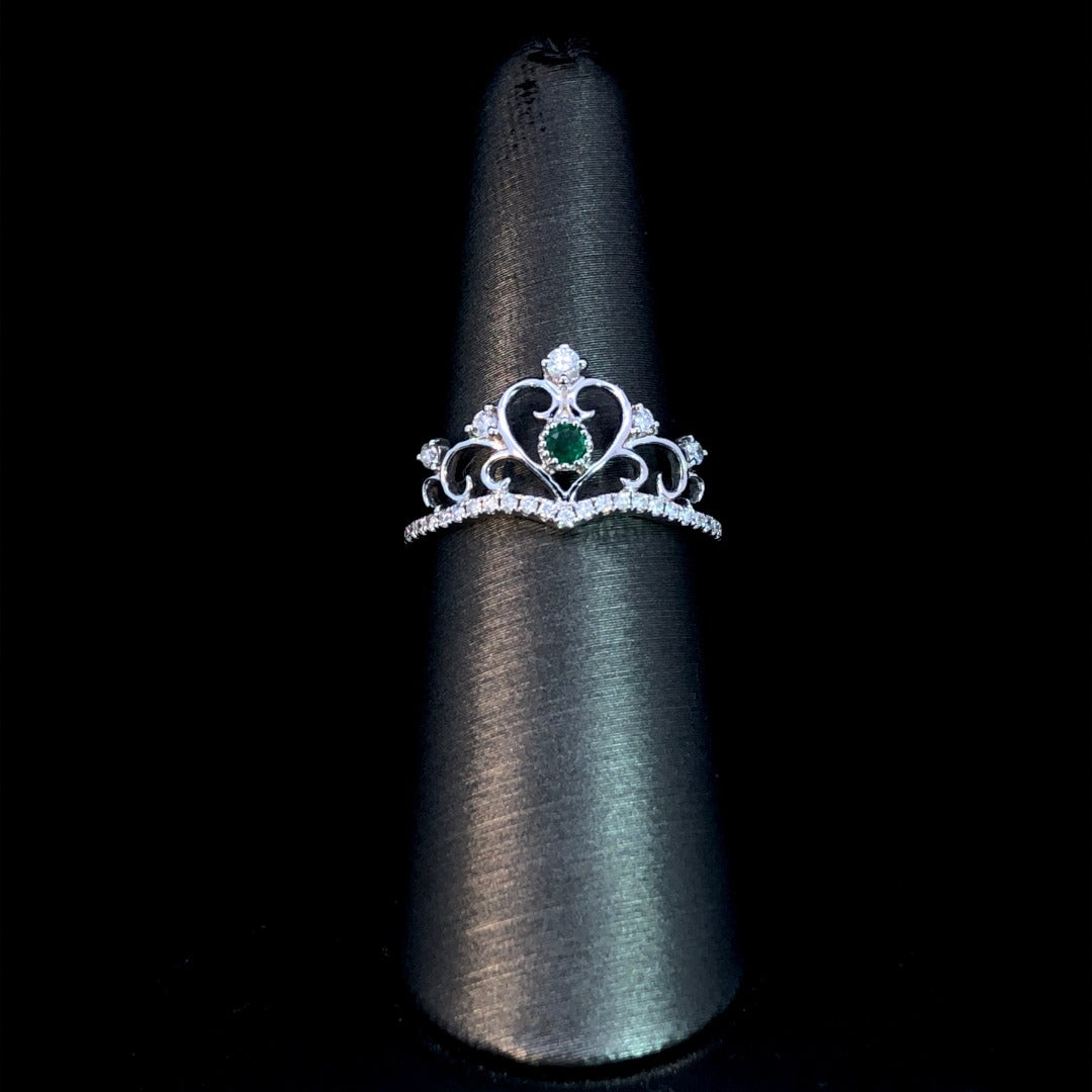 163297 - .32 ctw emerald and diamond ring