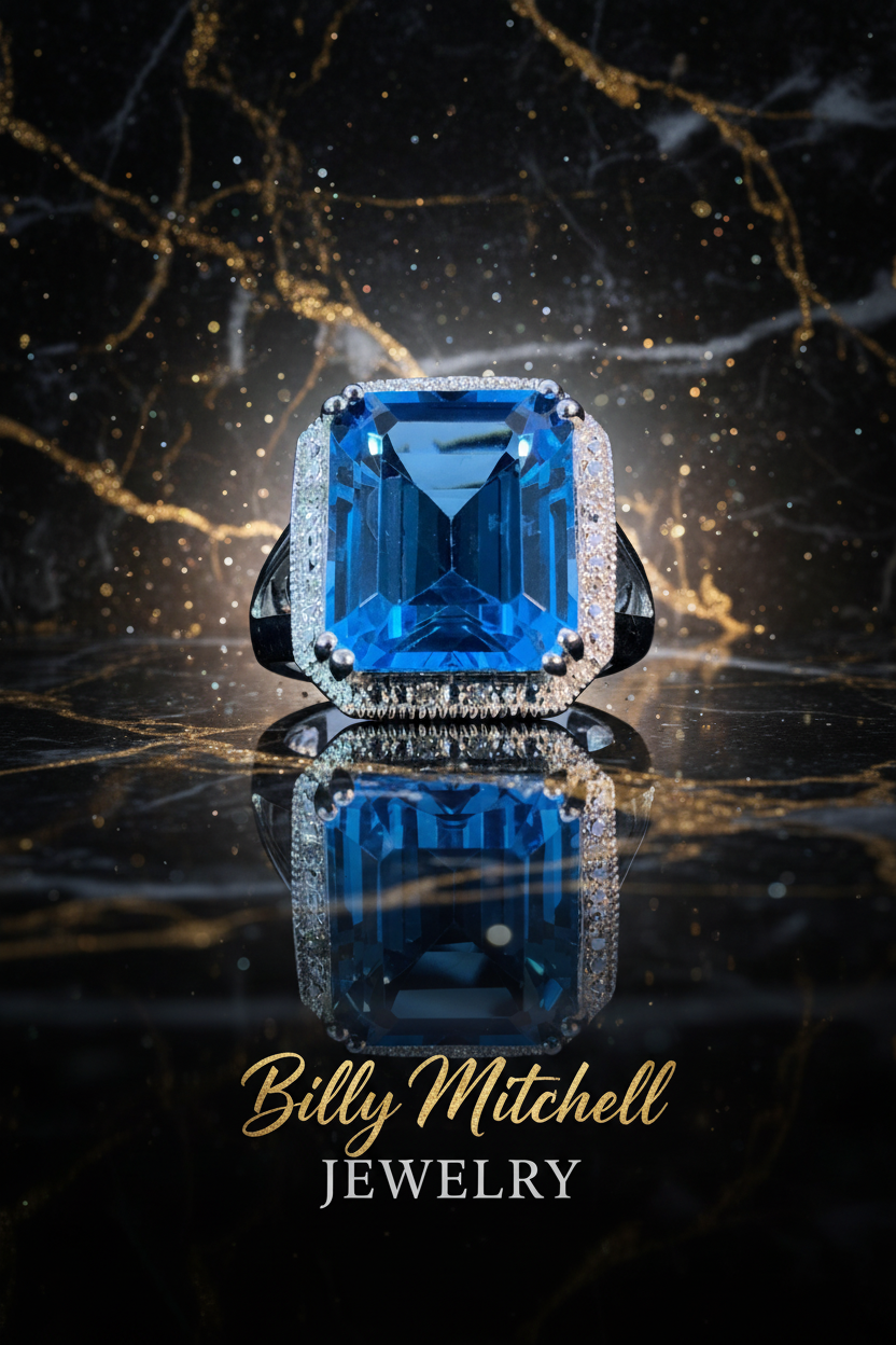 143046 - 10.31 ctw blue topaz and diamond ring