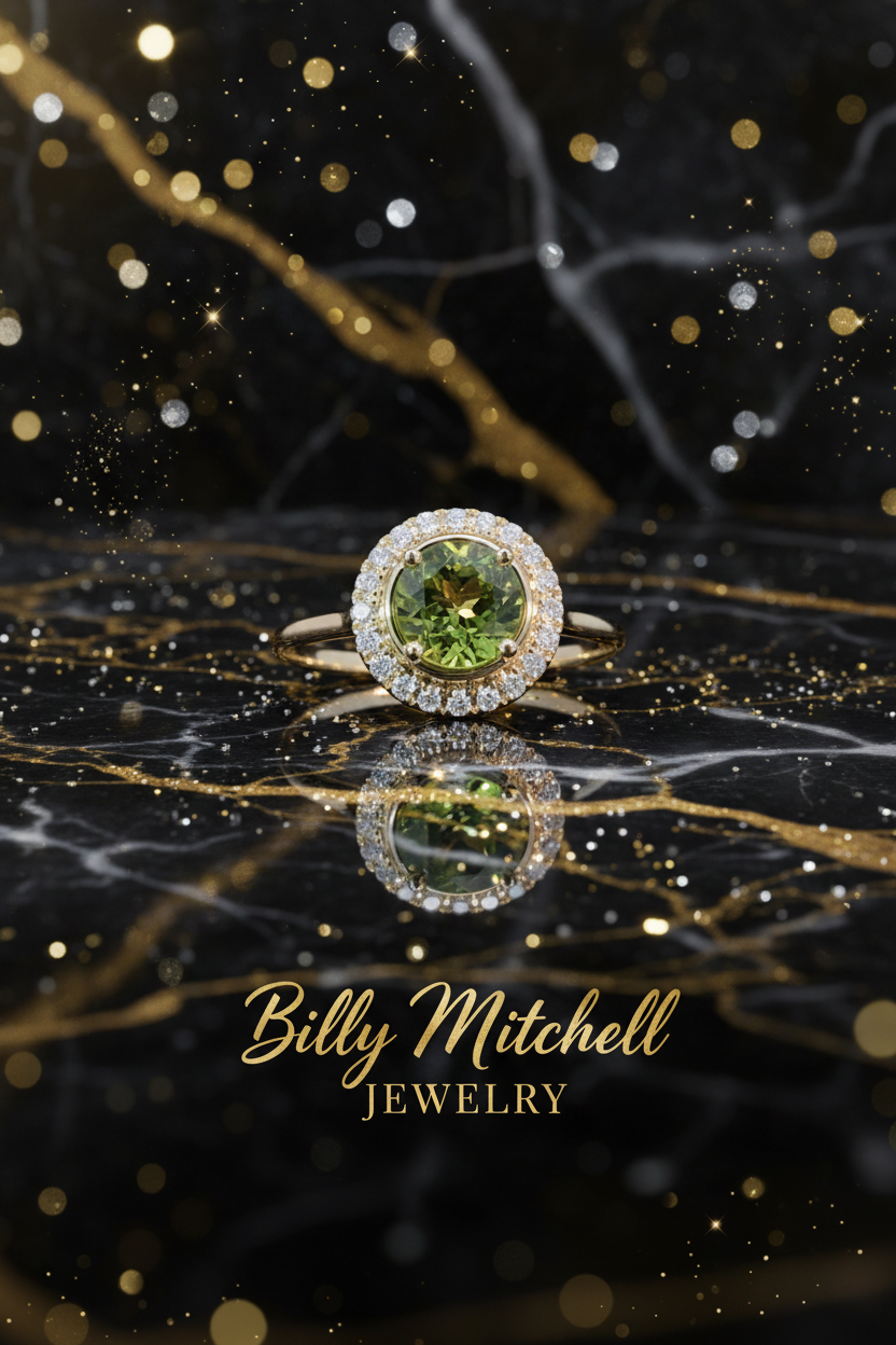 167224 - .98 ctw peridot and diamond ring
