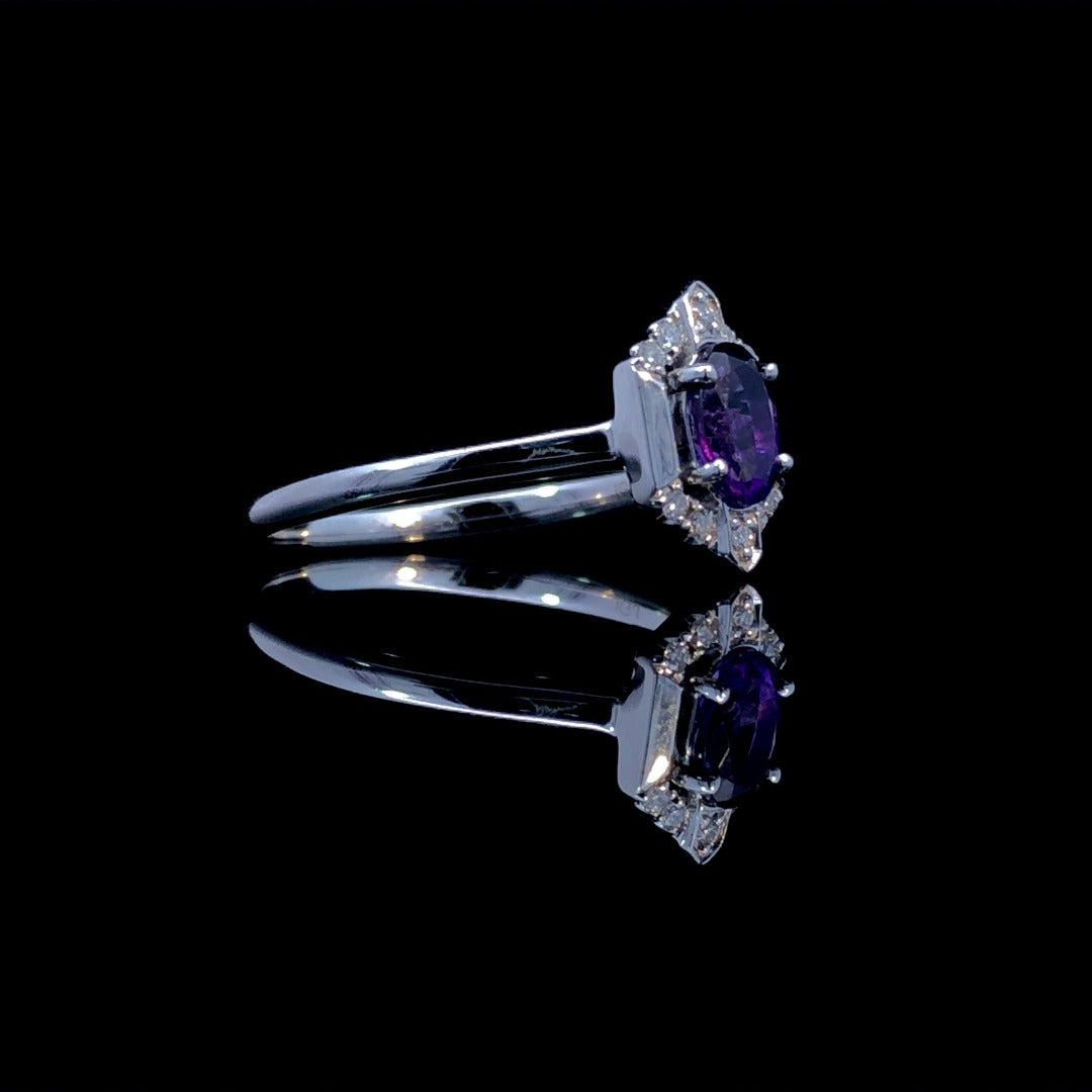 163623 - .43 ctw amethyst and diamond ring