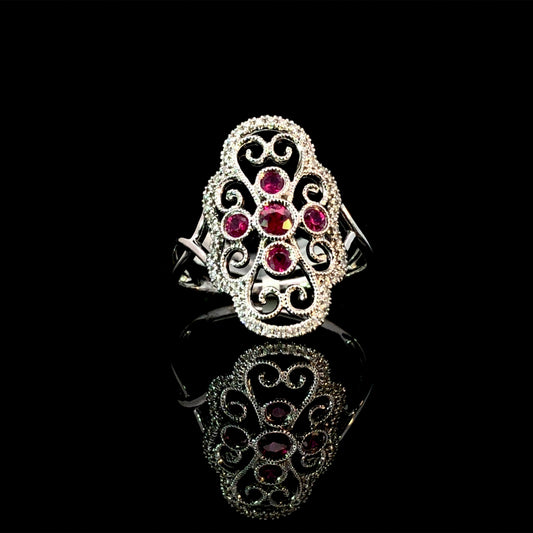 163844 - .47 ctw ruby and diamond semi mount