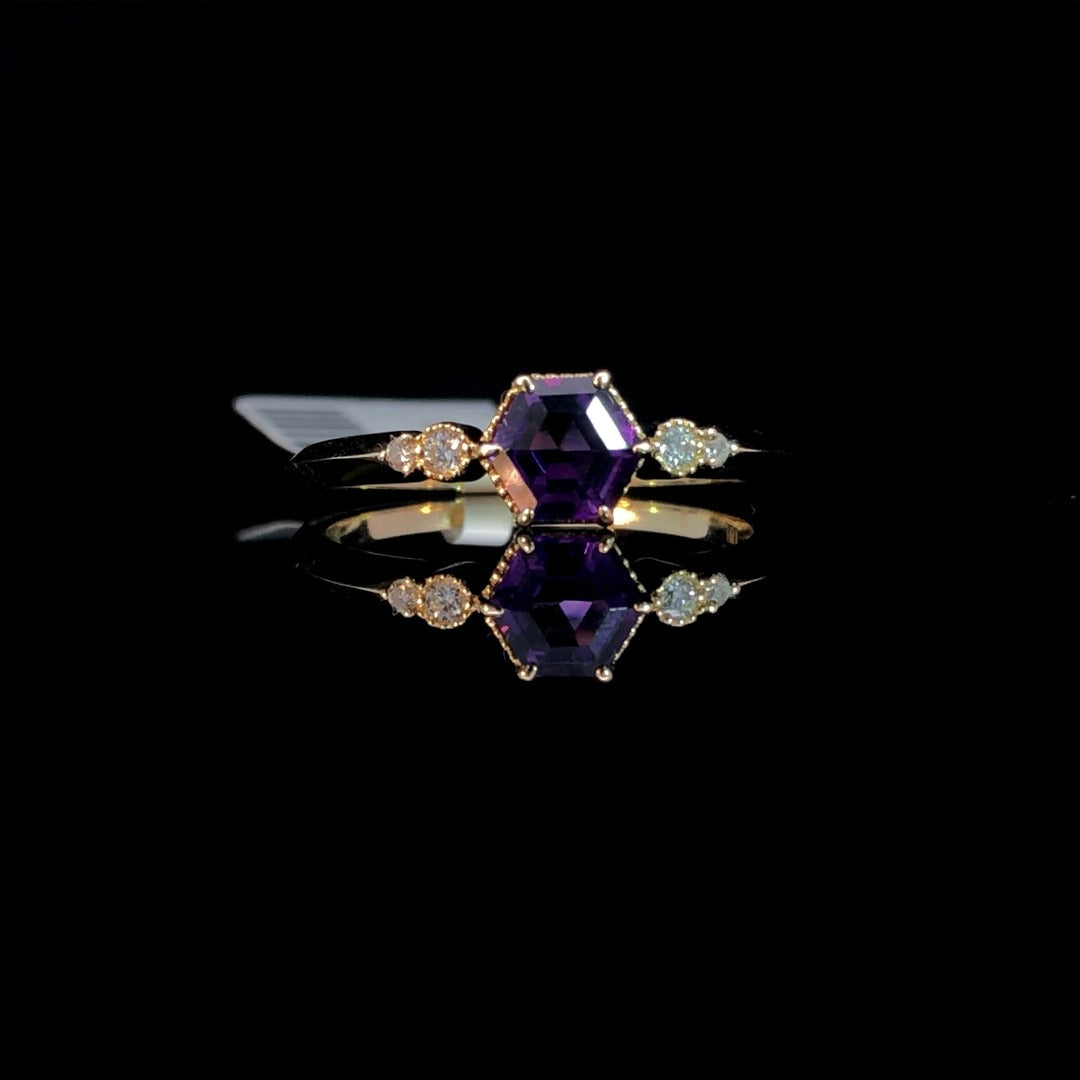 163350 - .57 ctw amethyst and diamond ring