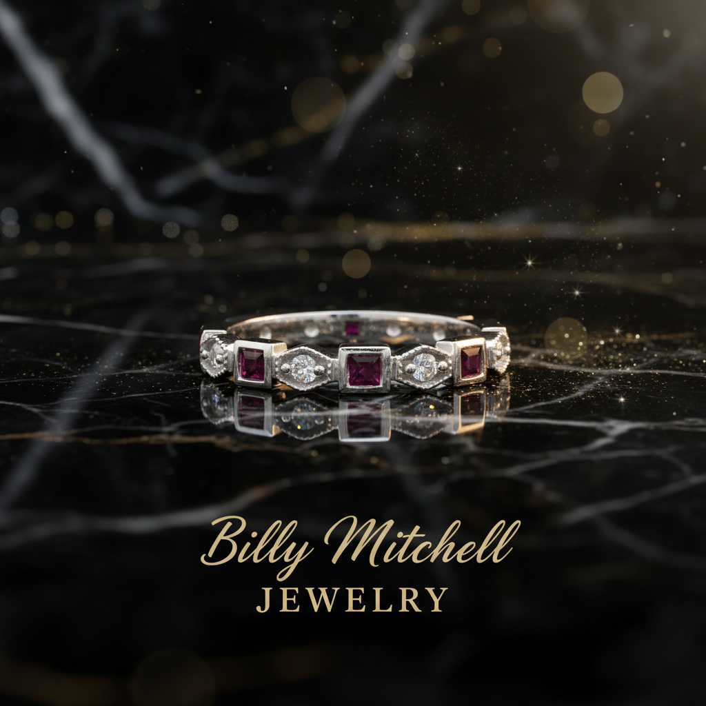 150865 - .36 ctw diamond and ruby band