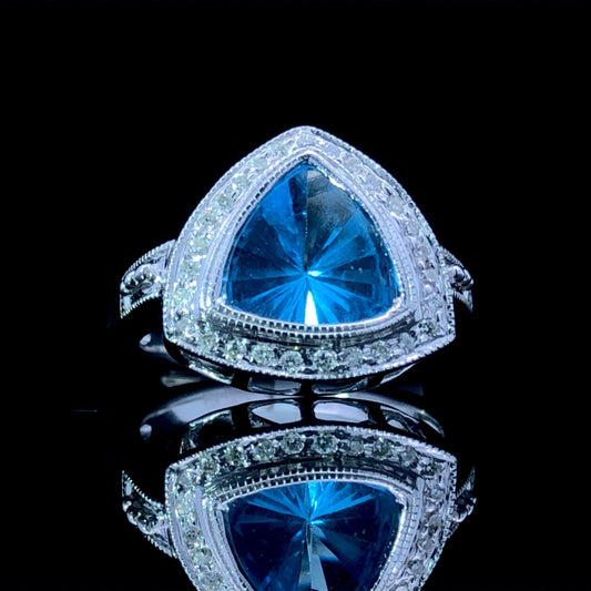 127597 - 2.14 ctw blue topaz and diamond ring
