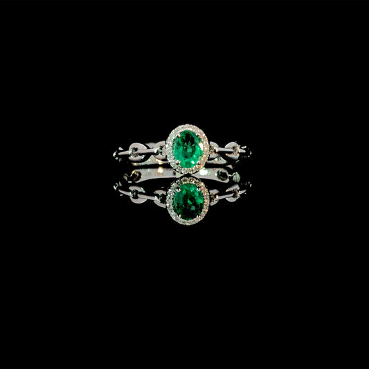 163233 - .34 ctw emerald and diamond ring
