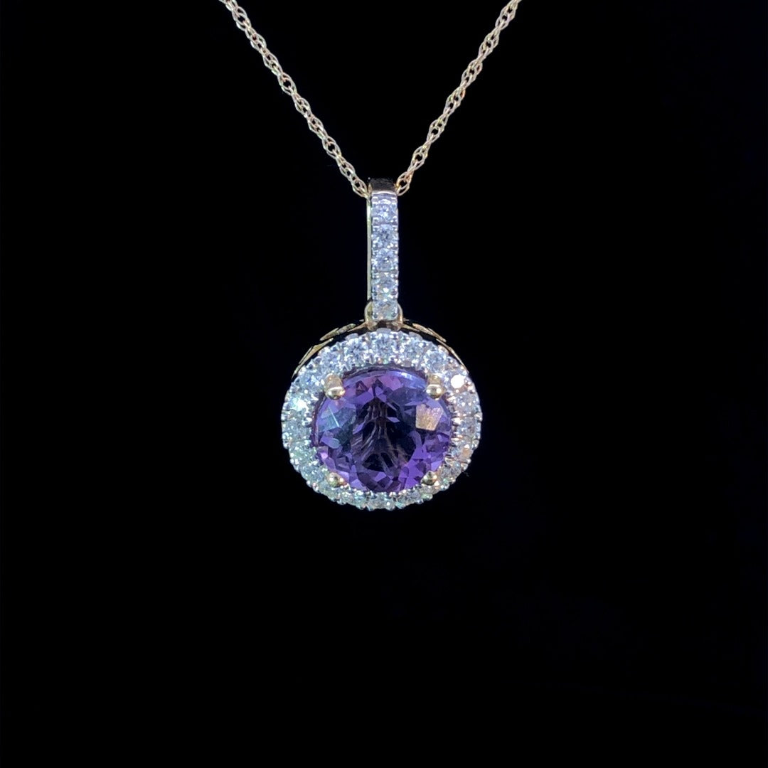 2.30 ctw amethyst and diamond pendant