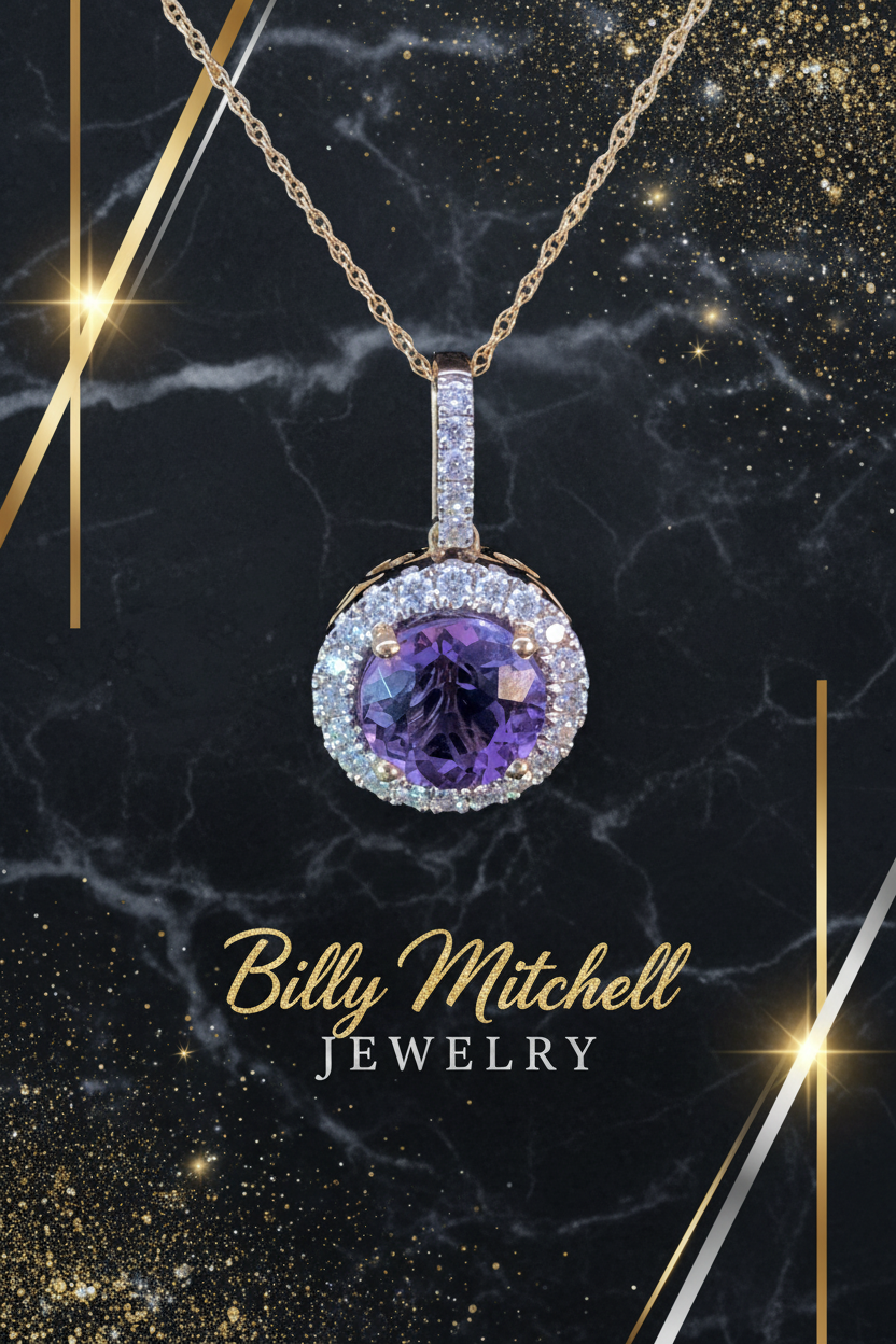 2.30 ctw amethyst and diamond pendant