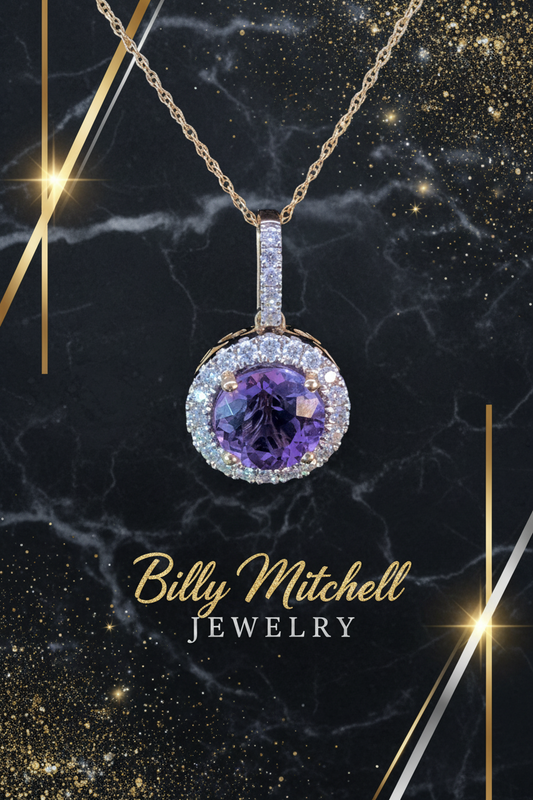 2.30 ctw amethyst and diamond pendant