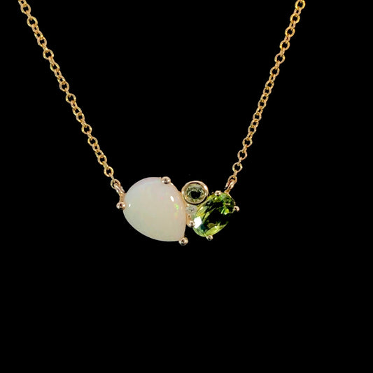 164859 - Opal, peridot, and diamond pendant