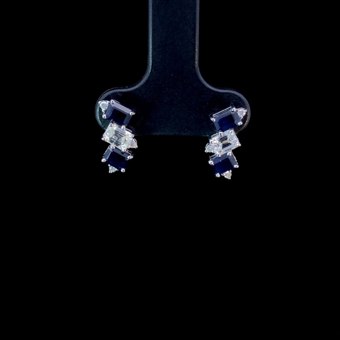 1.53 ctw diamond and sapphire earrings