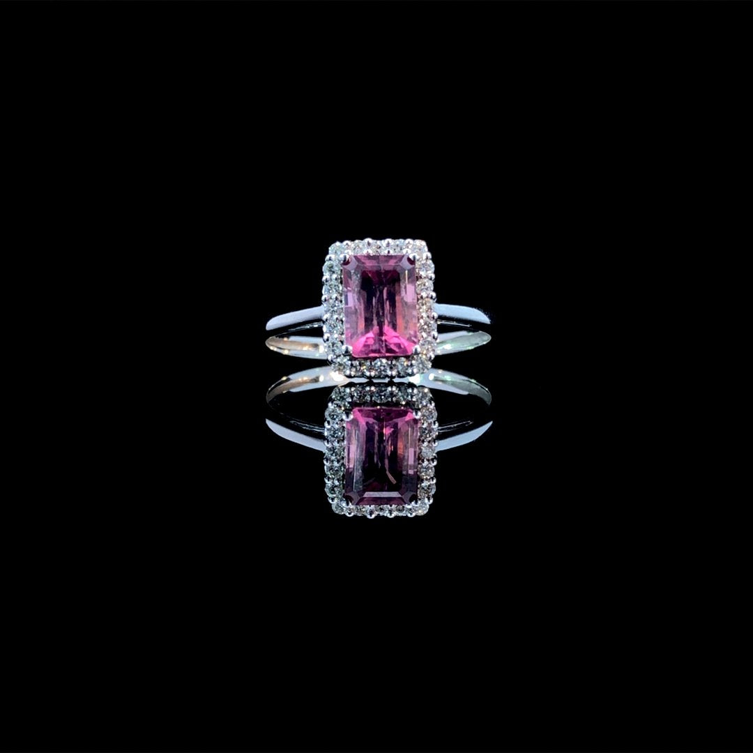 164140 - 1.15 ctw pink tourmaline and diamond ring