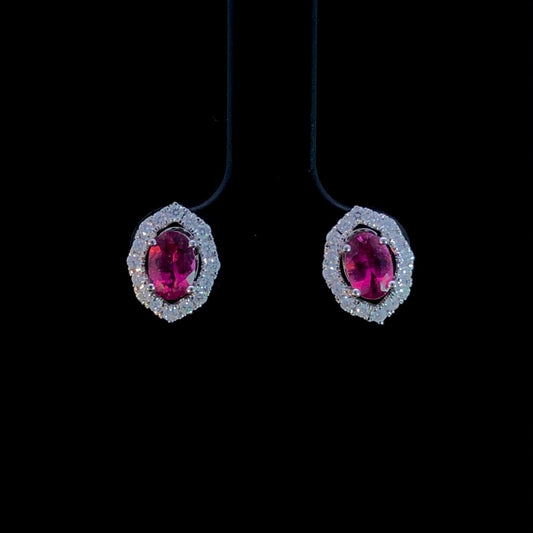 1.00 ctw tourmaline and diamond earrings