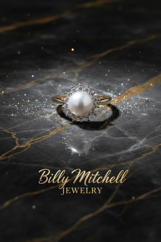158770 - .25 ctw diamond and pearl ring