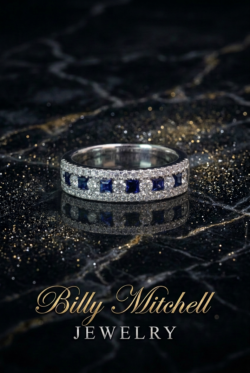 163296 - .71 ctw sapphire and diamond.band