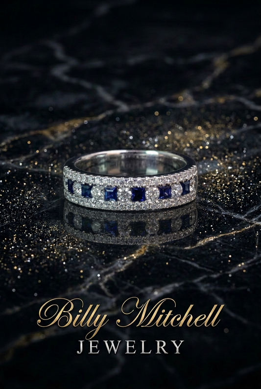 163296 - .71 ctw sapphire and diamond.band