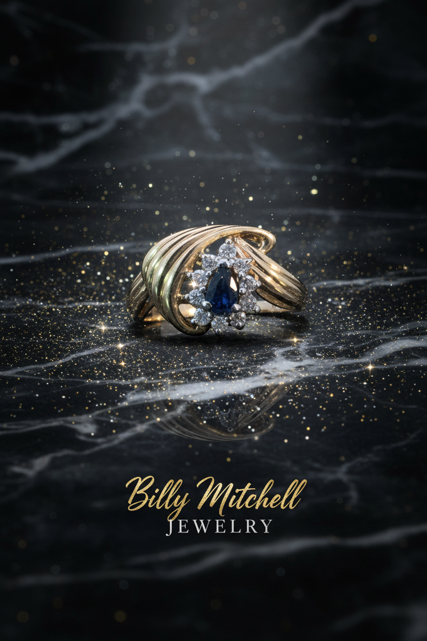 115326 - .20 ctw diamond and 3x5 mm sapphire ring
