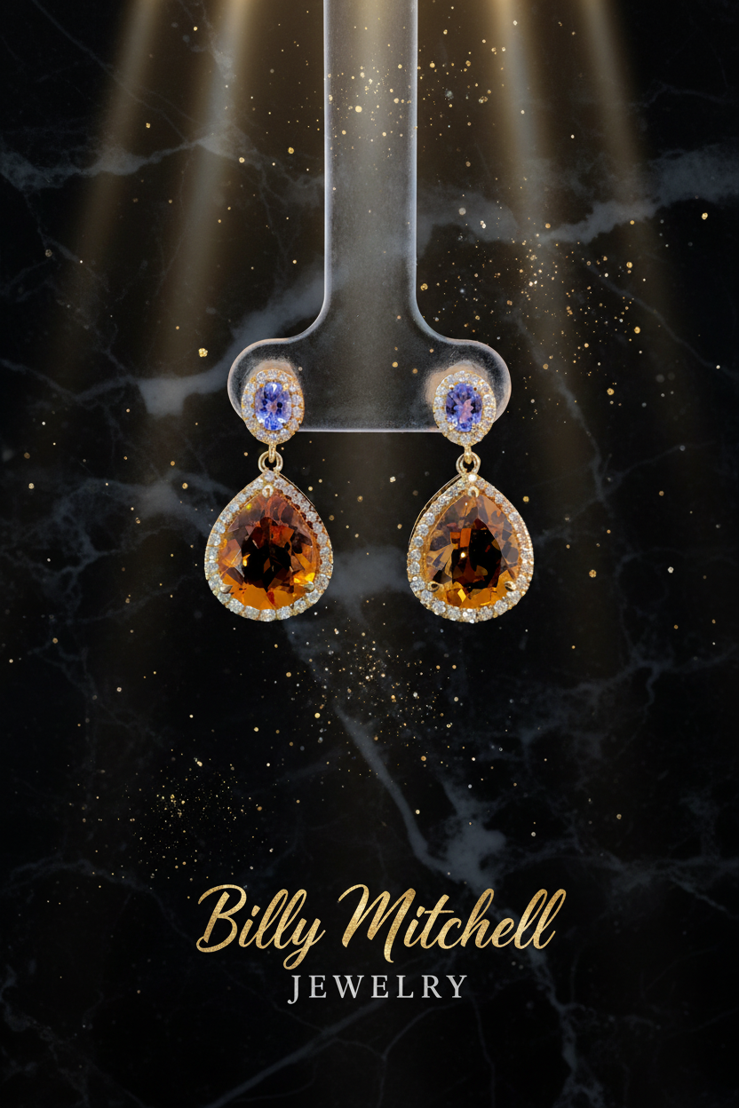 167111 - 4.68 ctw citrine, tanzanite and diamond earrings