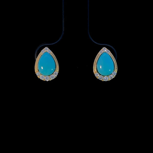163306 - 1.39 ctw turquoise and diamond earrings
