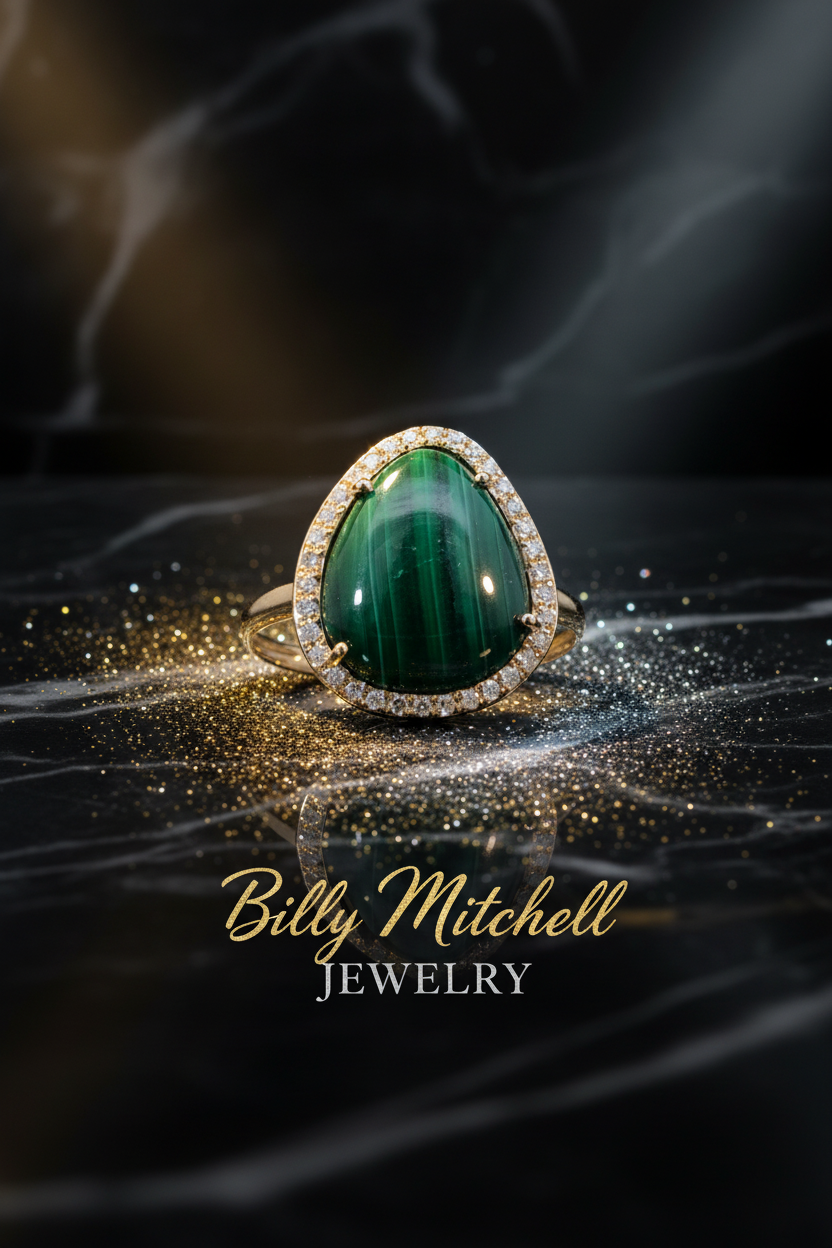167145 - 4.78 ctw malachite and diamond ring