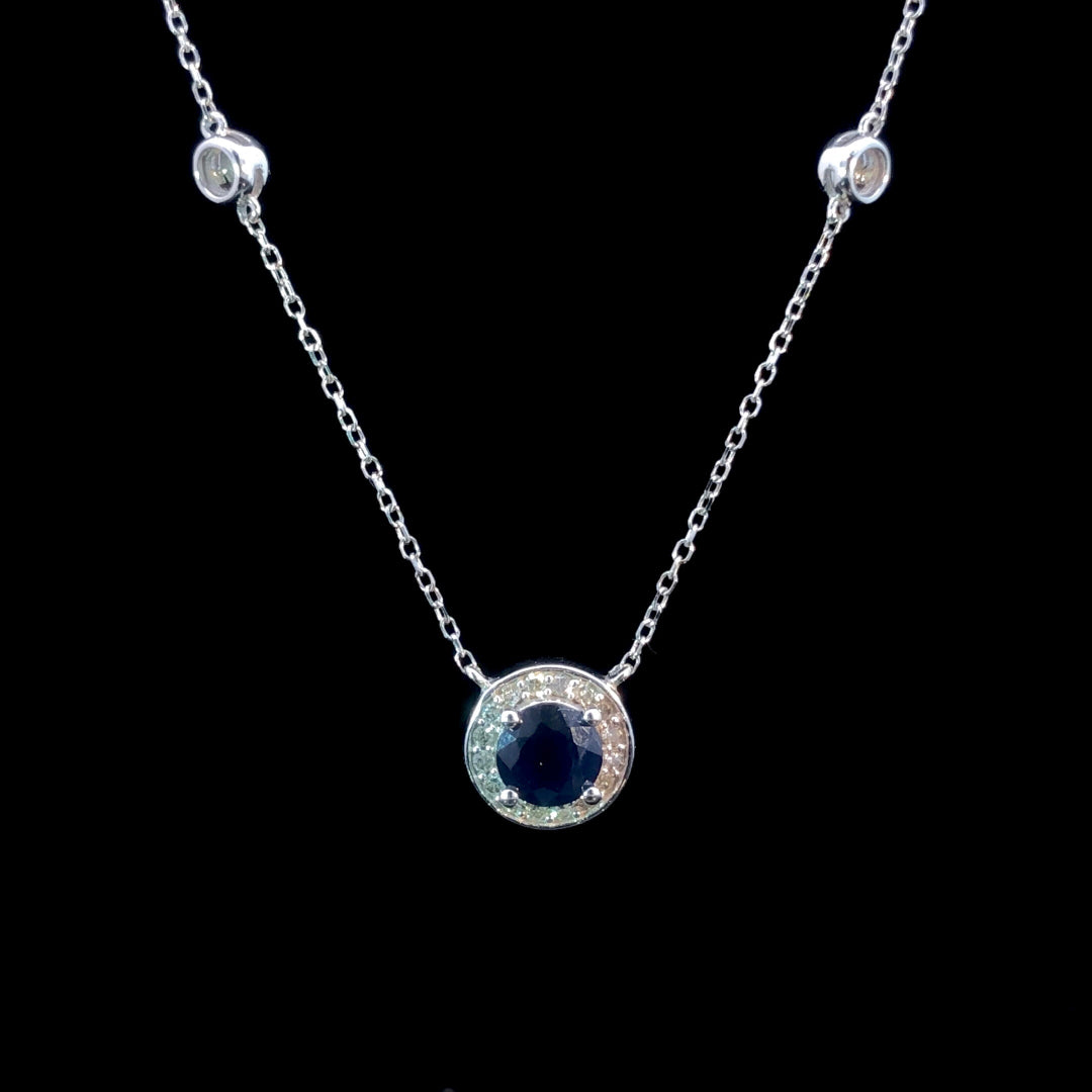 166437 - .10ctw sapphire diamond necklace