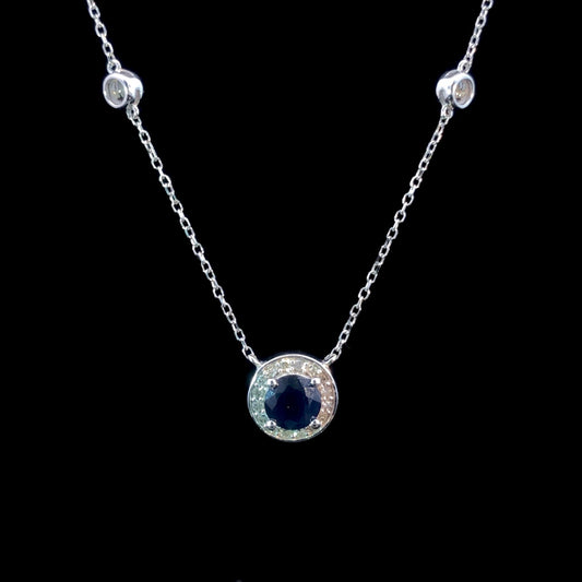166437 - .10ctw sapphire diamond necklace