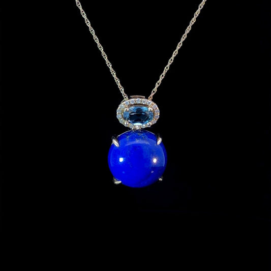 155537 - Lapis and blue topaz pendant