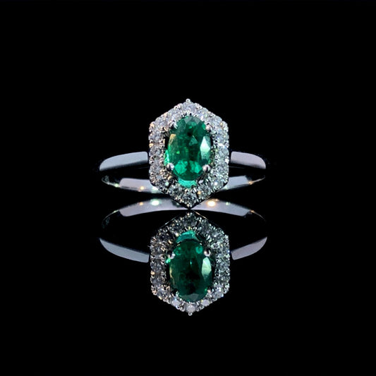 163234 - .58 ctw emerald and diamond ring