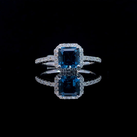 163347 - 1.69 ctw blue topaz and diamond ring