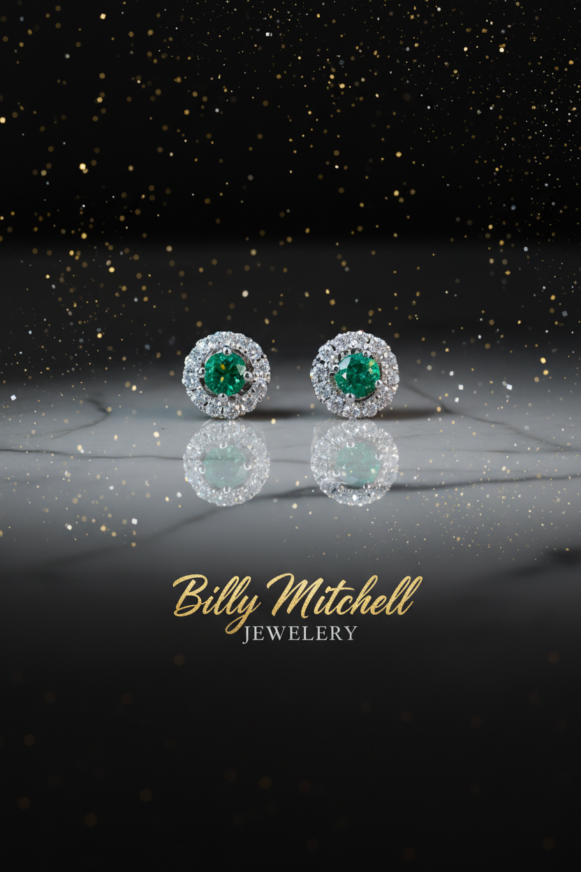 167237 - .25 ctw emerald and diamond earrings