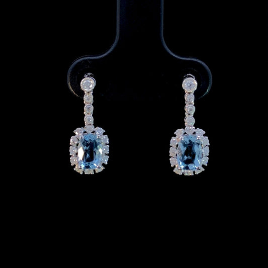 163356 - 1.21 ctw aquamarine and diamond earrings