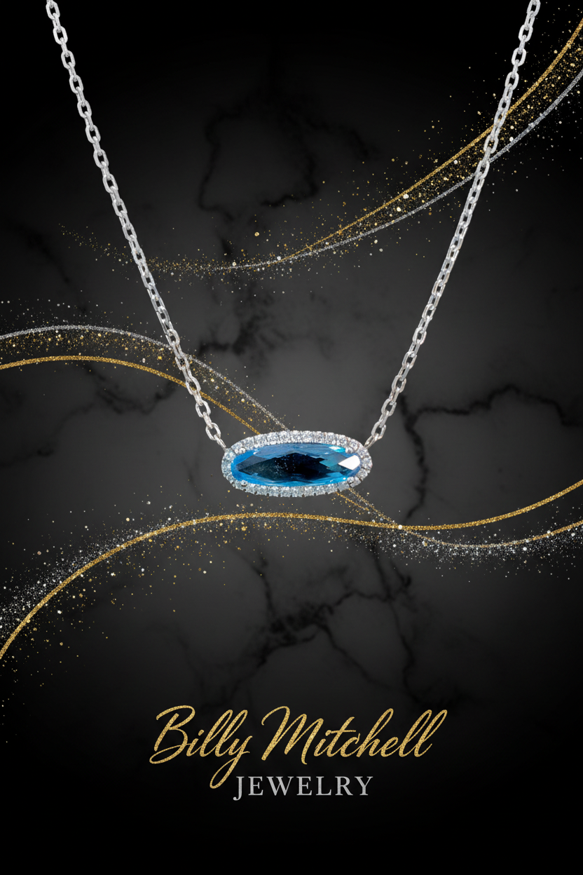 167262 - 1.55 blue topaz and diamond necklace