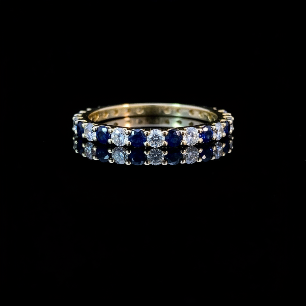 160093 - .78 ctw sapphire and diamond band