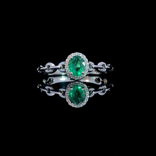 163232 - .34 ctw emerald and diamond ring